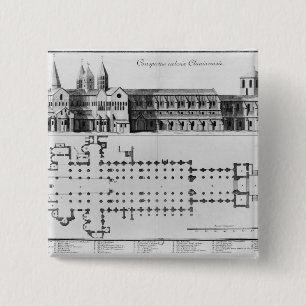 Plan and elevation of Cluny Abbey 15 Cm Square Badge