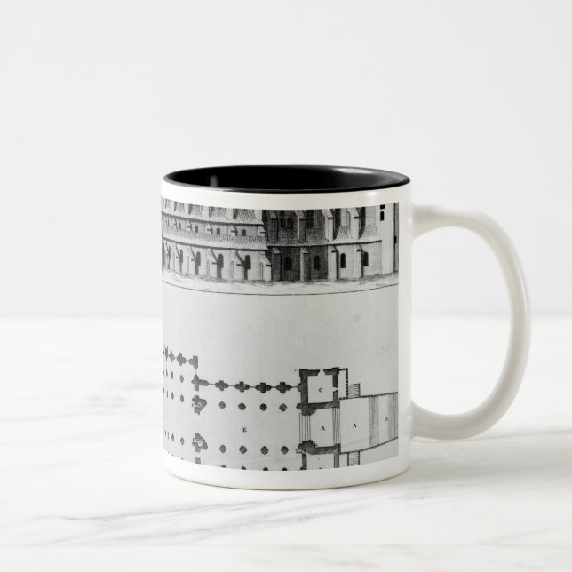 Plan and elevation of Cluny Abbey Two-Tone Coffee Mug (Right)