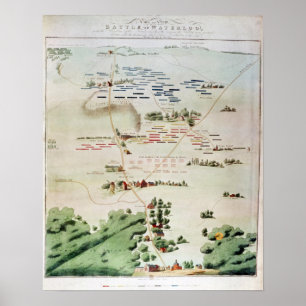 Plan and view of the Battle of Waterloo Poster