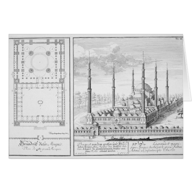 Plan and View of the Blue Mosque (1609-16), built (Front Horizontal)