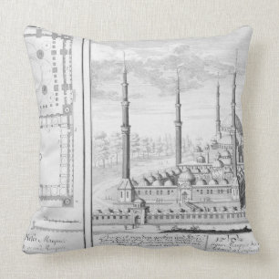 Plan and View of the Blue Mosque (1609-16), built Cushion