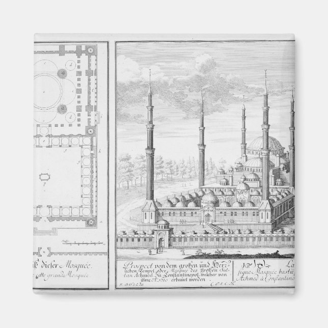 Plan and View of the Blue Mosque (1609-16), built Magnet (Front)