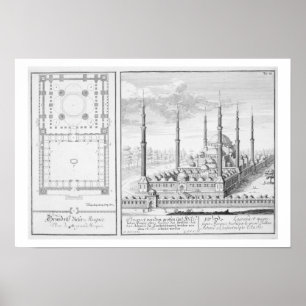 Plan and View of the Blue Mosque (1609-16), built Poster