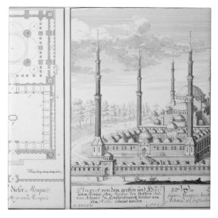 Plan and View of the Blue Mosque (1609-16), built Tile