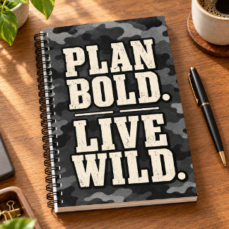 Plan Bold Live Wild Charcoal Camouflage Planner