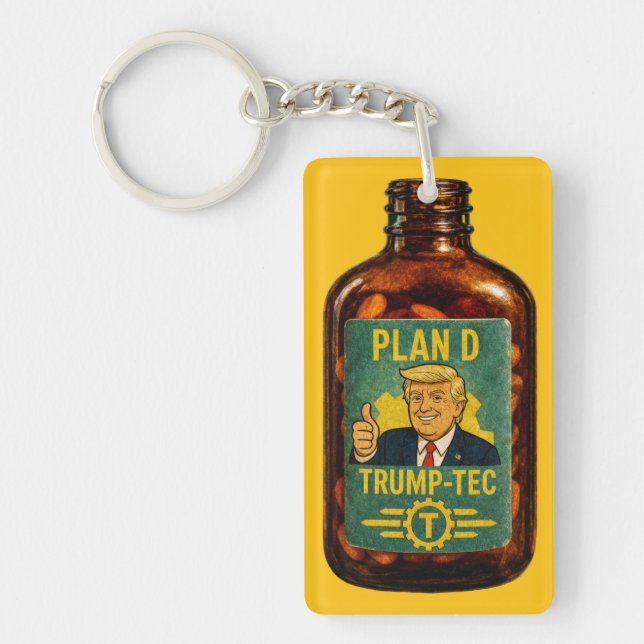 Plan D Trump-Tec Retro Bottle Parody Key Ring (Front)