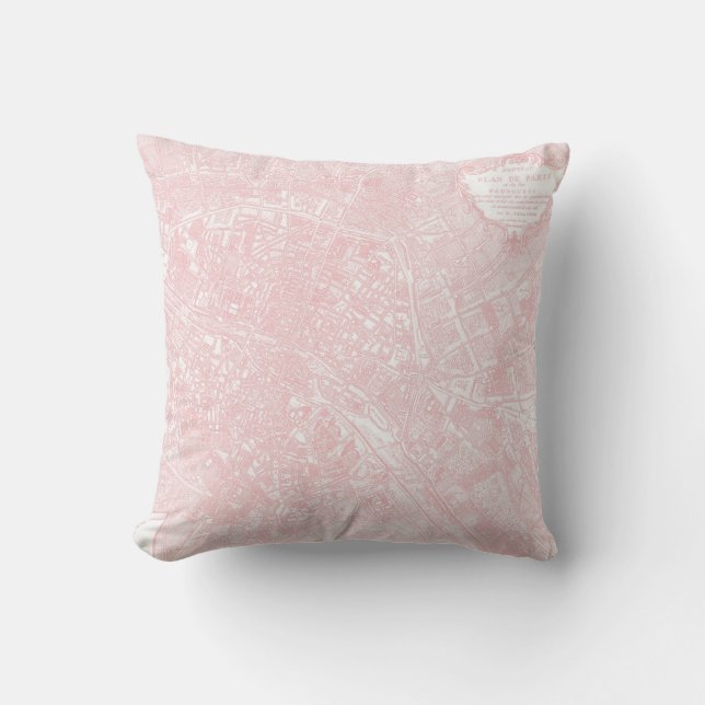Plan de Paris in Pink Pillow (Front)