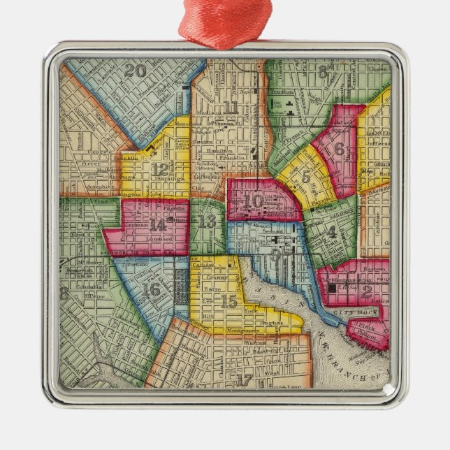 Plan Of Baltimore Metal Ornament (Front)