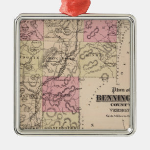 Plan of Bennington County, Vermont Metal Tree Decoration