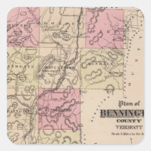 Plan of Bennington County, Vermont Square Sticker