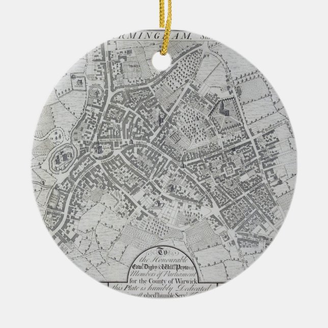 Plan of Birmingham, 1731, published 1789 (engravin Ceramic Ornament (Front)