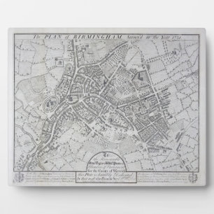 Plan of Birmingham, 1731, published 1789 (engravin Plaque