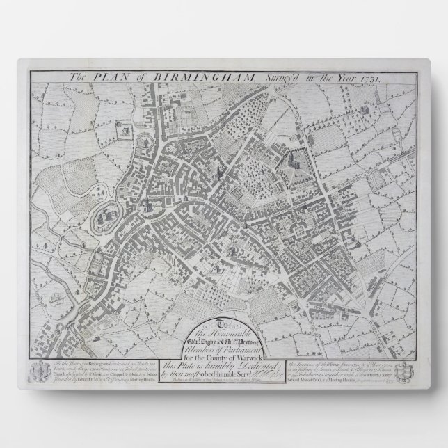 Plan of Birmingham, 1731, published 1789 (engravin Plaque (Front)
