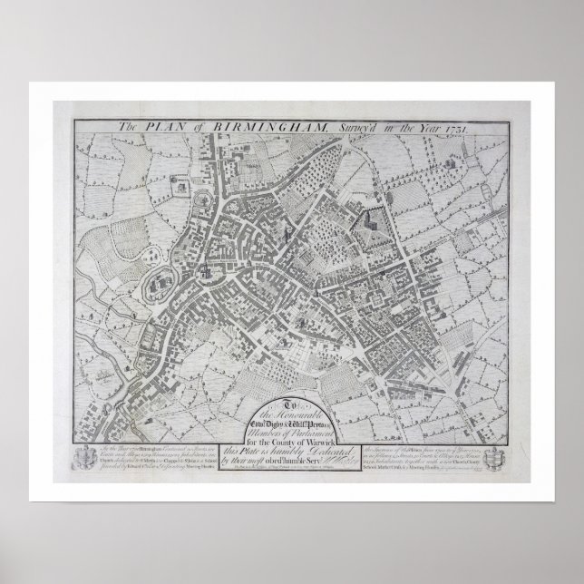 Plan of Birmingham, 1731, published 1789 (engravin Poster (Front)