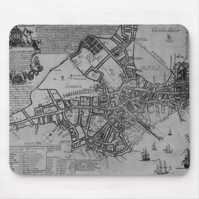 Plan of Boston, New England, 1739 Mouse Pad (Front)