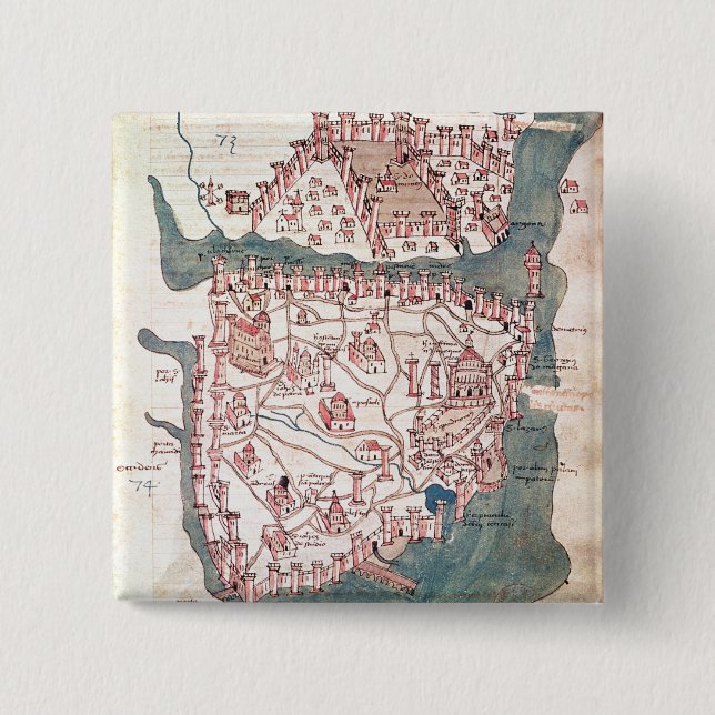 Plan of Constantinople 15 Cm Square Badge (Front)