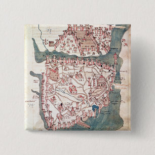 Plan of Constantinople 15 Cm Square Badge