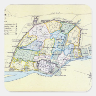 Plan of Delhi 1857-58, engraved by Guyot & Square Sticker