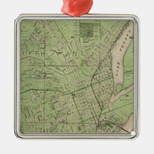 Plan of Dubuque, Dubuque County, State of Iowa Metal Tree Decoration