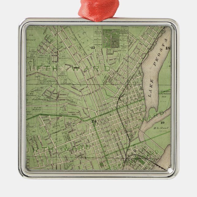 Plan of Dubuque, Dubuque County, State of Iowa Metal Tree Decoration (Front)