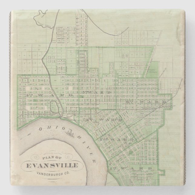 Plan of Evansville, Vanderburgh Co Stone Coaster (Front)