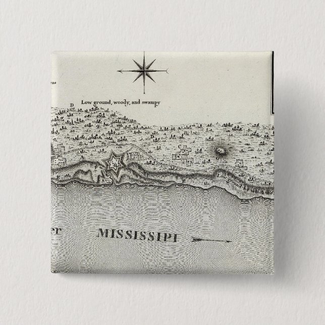 Plan Of Fort Baton Rouge 15 Cm Square Badge (Front)