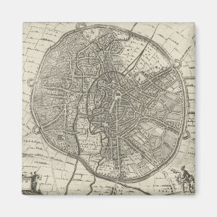Plan of Leuven 1581 (Engraving) Magnet