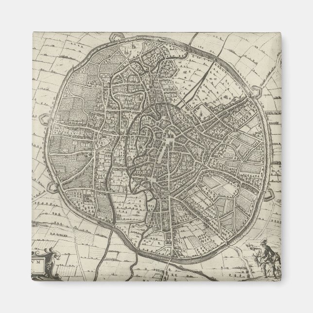 Plan of Leuven | 1581 (Engraving) Magnet (Front)