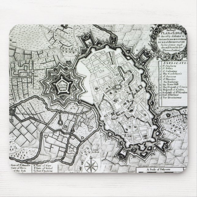 Plan of Lisle, 1736 Mouse Pad (Front)