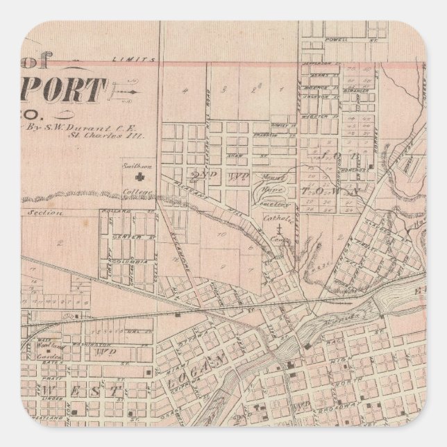 Plan of Logansport, Cass Co Square Sticker (Front)