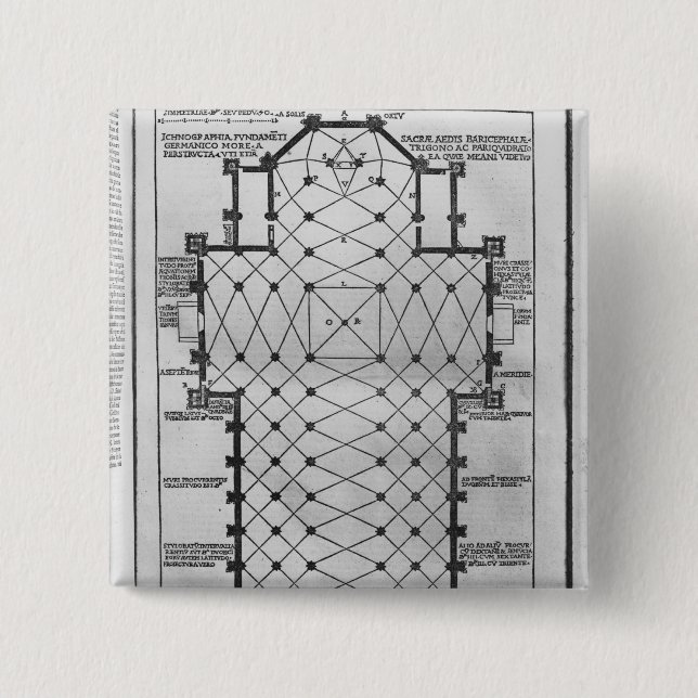 Plan of Milan Cathedral 15 Cm Square Badge (Front)