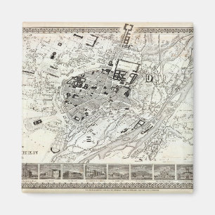 Plan of Munich - 1844 Vintage pictorial map Magnet