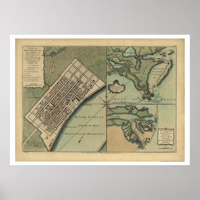 Plan of New Orleans Map 1759 Poster (Front)