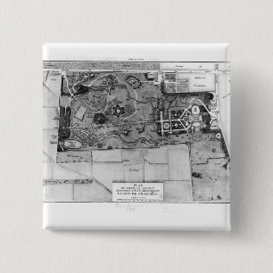 Plan of Parc Monceau in Paris 15 Cm Square Badge