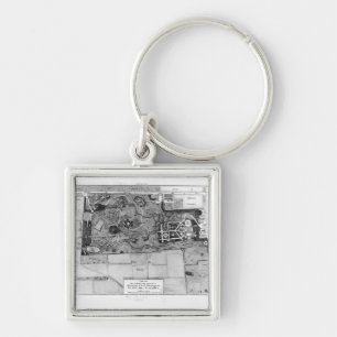 Plan of Parc Monceau in Paris Key Ring
