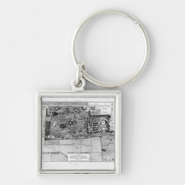 Plan of Parc Monceau in Paris Key Ring (Front)