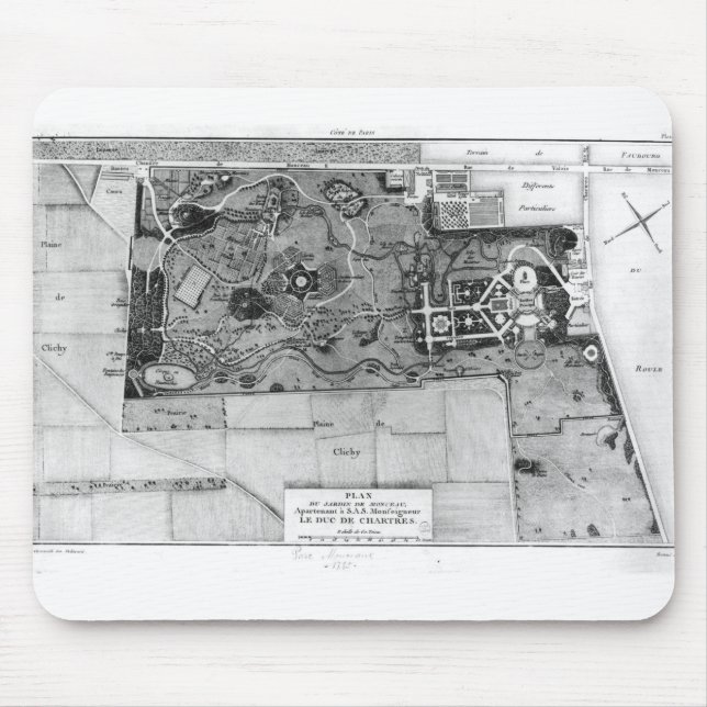 Plan of Parc Monceau in Paris Mouse Pad (Front)