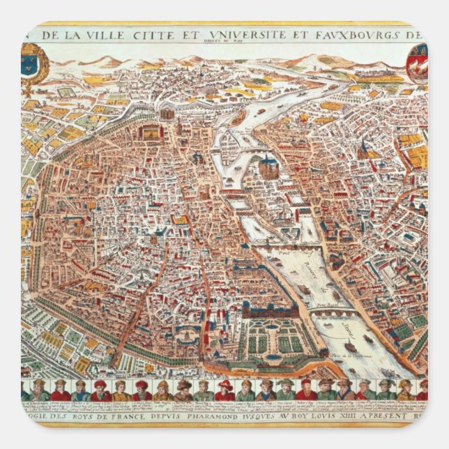 Plan of Paris bordered by a chronological Square Sticker (Front)