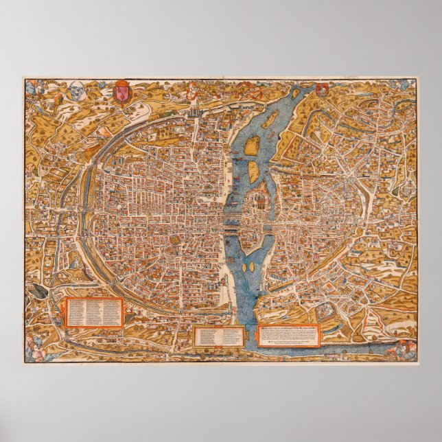 Plan of Paris by Truschet et Hoyau (1553) Poster (Front)