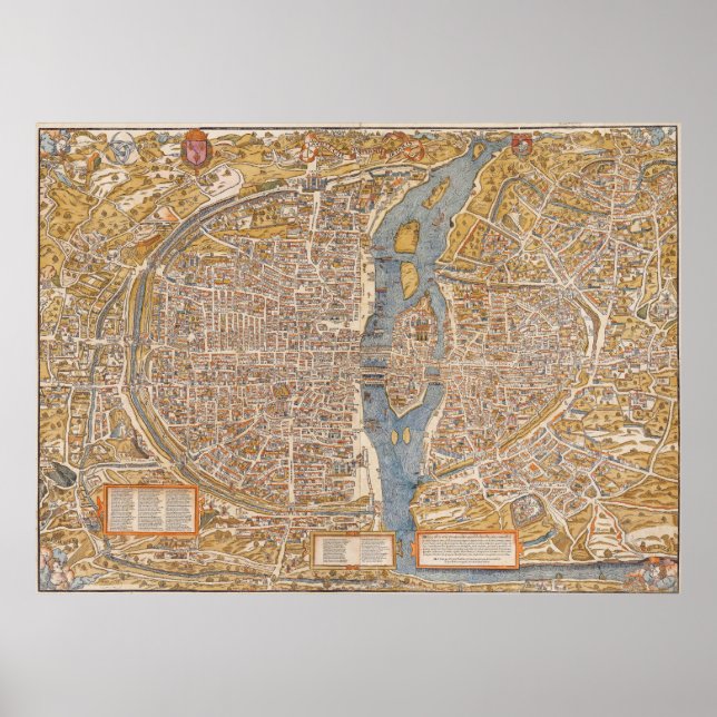 Plan of Paris by Truschet et Hoyau Circa 1550 Poster (Front)