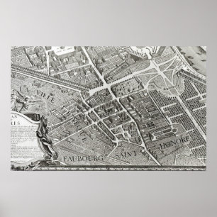 Plan of Paris, known as the 'Plan de Turgot' Poster