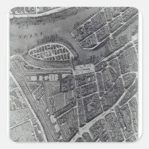 Plan of Paris, known as the 'Plan de Turgot' Square Sticker