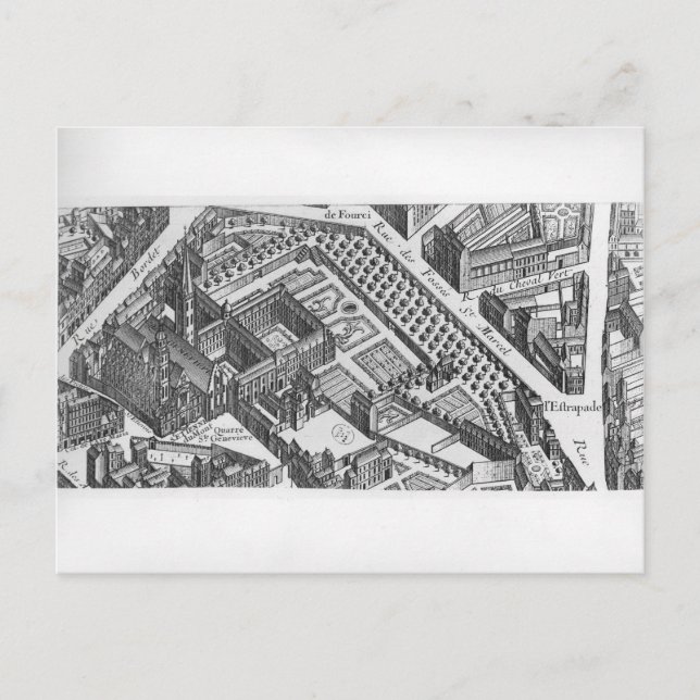Plan of Paris Postcard (Front)