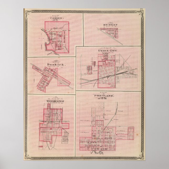Plan of Portland, Jay Co, Ind with Camden Poster (Front)