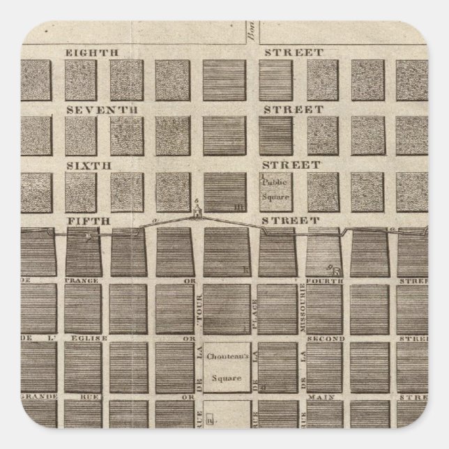 Plan of St. Louis, Missouri Square Sticker (Front)