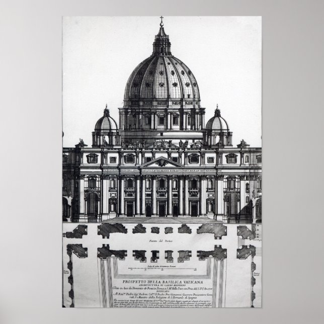 Plan of St. Peter's, Rome, engraved by Poster (Front)