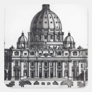 Plan of St. Peter's, Rome, engraved by Square Sticker