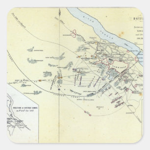 Plan of the Battle of Cawnpoor Square Sticker