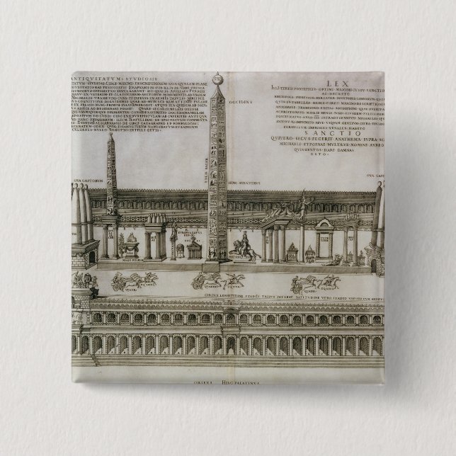 Plan of the Circus Maximus, Rome, engraved by the 15 Cm Square Badge (Front)