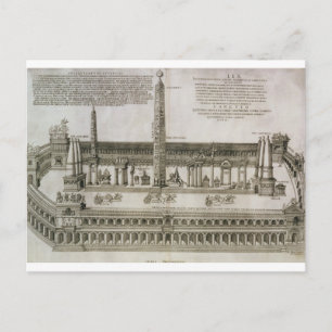 Plan of the Circus Maximus, Rome, engraved by the Postcard